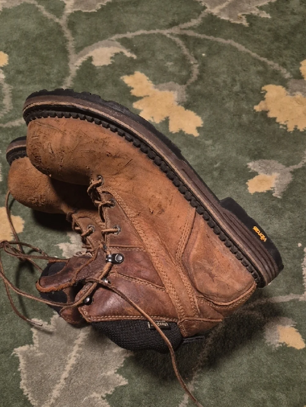 Irish Setter Brown Leather Work Boots with Black Collar